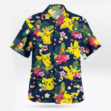 Pikachu Floral Pattern Hawaiian Shirt Tropical Summer Style – Moonbestprint