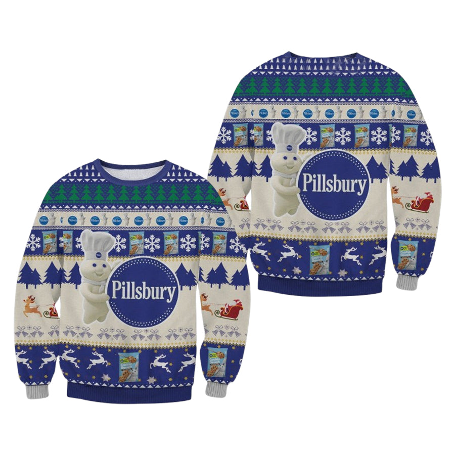 Pillsbury Deer Chritsmas Ugly Christmas Sweater – Moonbestprint