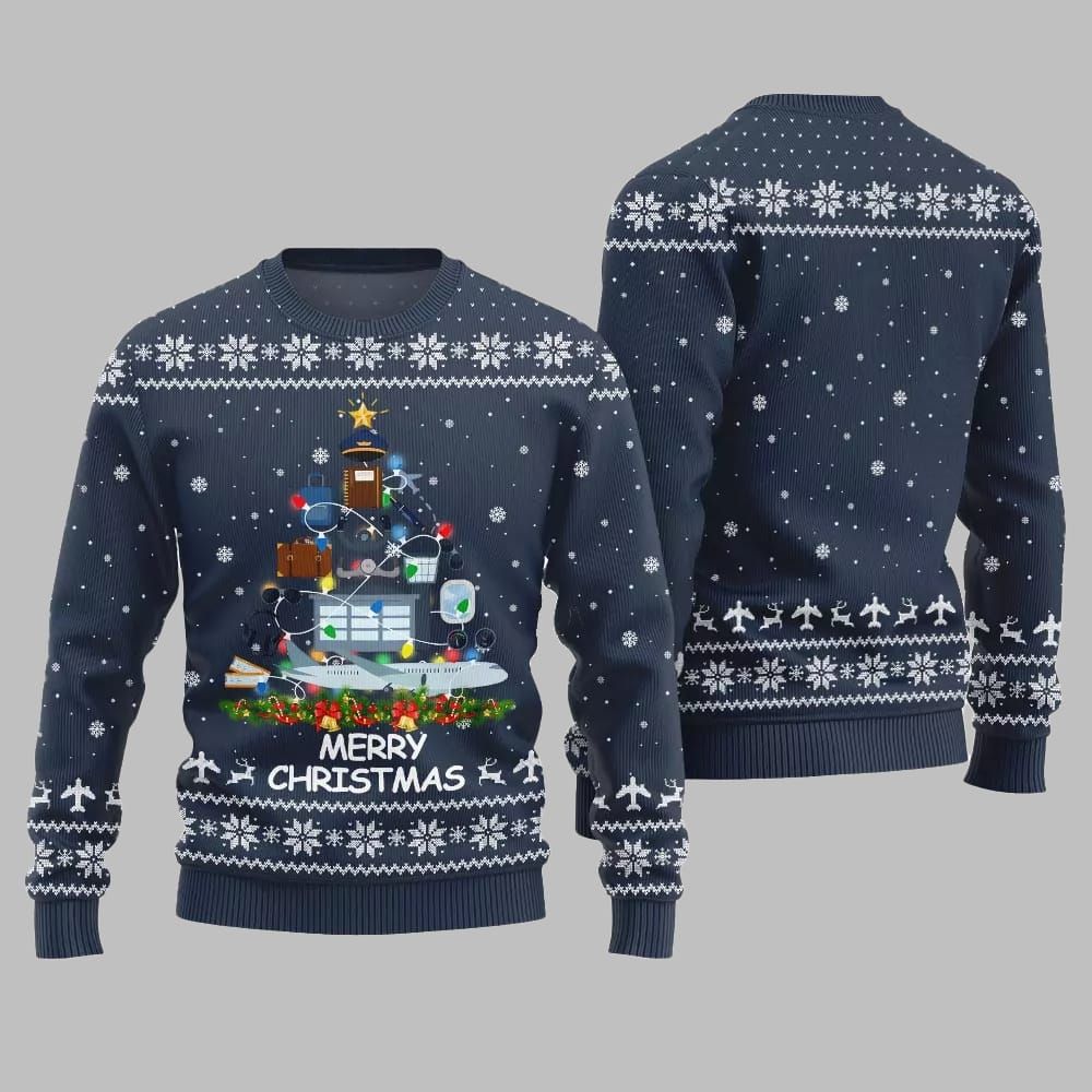 Pilot Merry Christmas Tree Ugly Sweater Christmas 2026 - Moonbestprint
