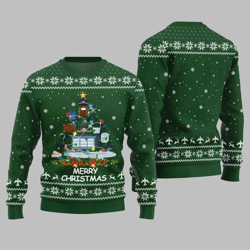 Pilot Merry Christmas Tree Ugly Sweater Christmas 2026 - Moonbestprint