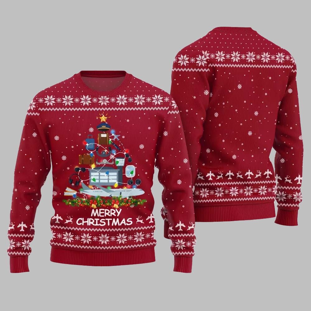 Pilot Merry Christmas Tree Ugly Sweater Christmas 2026 - Moonbestprint