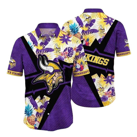 Pineapple And Flower Power Vikings Tropical Hawaiian Shirt - Moonbestprint