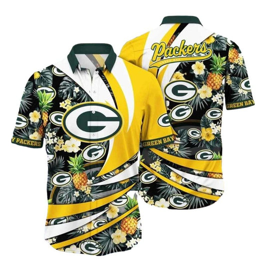 Pineapple Blitz Green Bay Packers Tropical Fruit Hawaiian Shirt - Moonbestprint