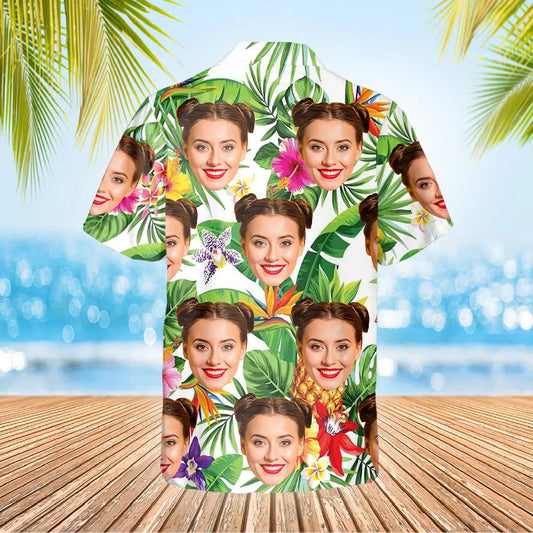 Pineapple Pattern Custom Hawaiian Shirt, Custom Hawaiian Shirts With Face Moonbestprint
