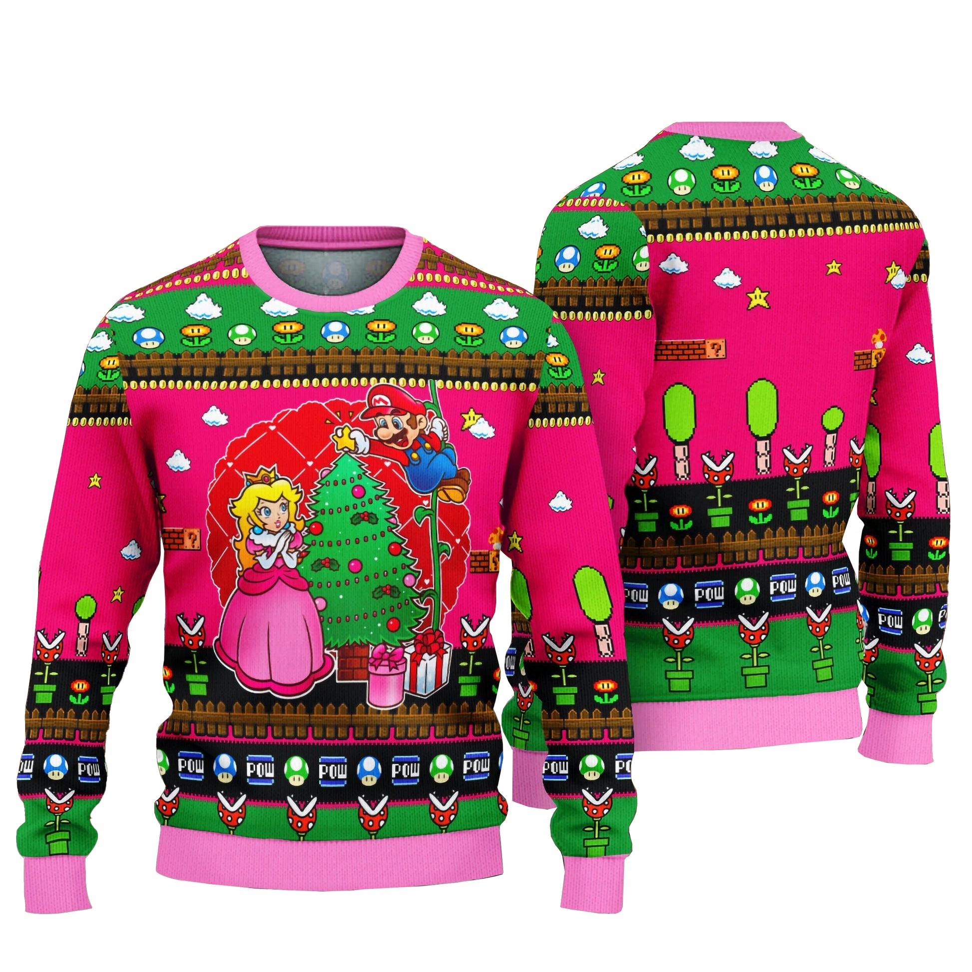 Pink Girl Super Mario Ugly Christmas Sweater – Moonbestprint