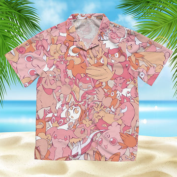 Pink Normal-Type Pokémon Collage Hawaiian Shirt – Moonbestprint