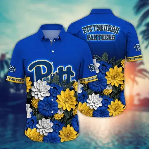 Pittsburgh Panthers Flower Hawaii Shirt For Fans, Summer Football Shirts, NCAA Hawaiian Shirt Moonbestprint