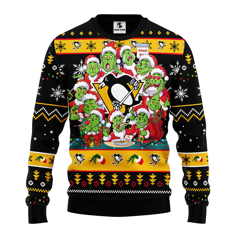 Pittsburgh Penguins 12 Grinch Xmas Day Ugly Christmas Sweater Moonbestprint