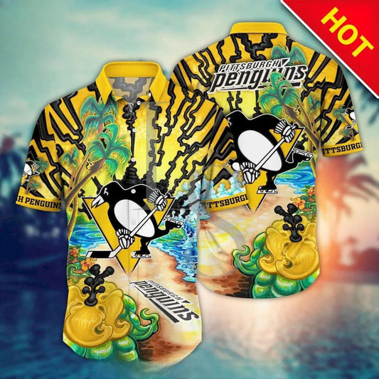 Pittsburgh Penguins Aloha Island Hawaii Shirt, NHL Hawaiian Shirt Moonbestprint