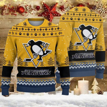 Pittsburgh Penguins Big Logo Ugly Christmas Sweater, NHL Christmas Sweater Moonbestprint