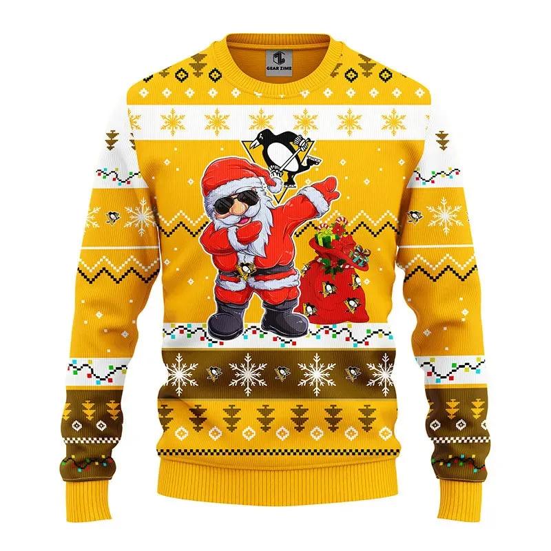 Pittsburgh Penguins Dabbing Santa Claus Ugly Christmas Sweater, NHL Christmas Sweater Moonbestprint