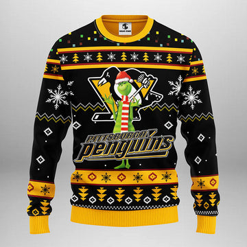 Pittsburgh Penguins Funny Grinch Ugly Christmas Sweater Moonbestprint