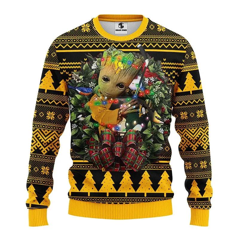 Pittsburgh Penguins Groot Hug Ugly Christmas Sweater, NHL Christmas Sweater Moonbestprint