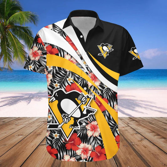 Pittsburgh Penguins Hawaiian Shirt Hibiscus Sport Style - NHL, NHL Hawaiian Shirt Moonbestprint