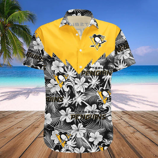 Pittsburgh Penguins Hawaiian Shirt Tropical Seamless- NHL, NHL Hawaiian Shirt Moonbestprint
