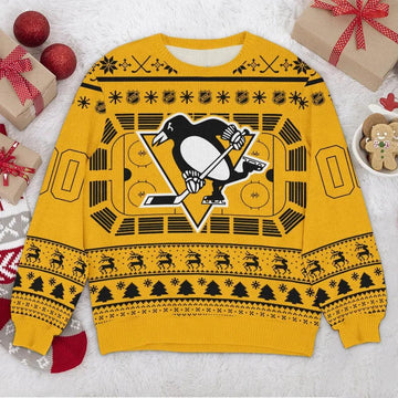 Pittsburgh Penguins NHL Custom Ugly Christmas Sweater, NHL Christmas Sweater Moonbestprint