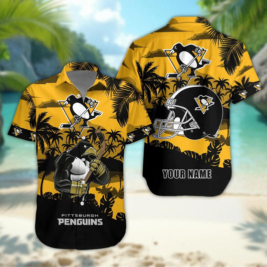Pittsburgh Penguins Personalized Hawaiian Shirt – Custom Name, NHL Hawaiian Shirt Moonbestprint