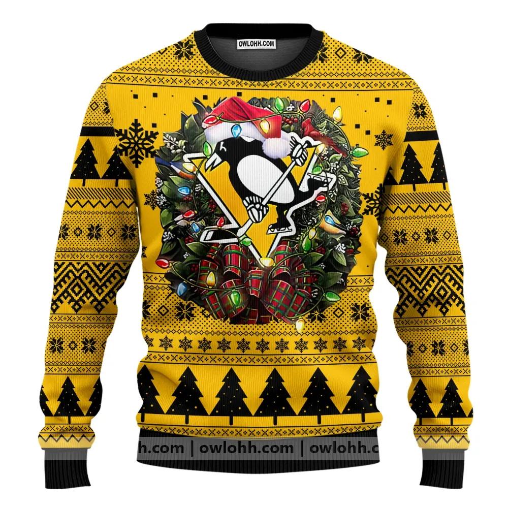 Pittsburgh Penguins Santa Hat Ugly Christmas Sweater, NHL Christmas Sweater Moonbestprint