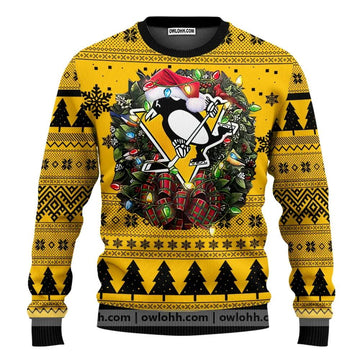 Pittsburgh Penguins Santa Hat Ugly Christmas Sweater, NHL Christmas Sweater Moonbestprint