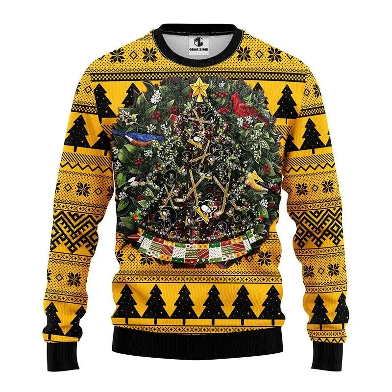 Pittsburgh Penguins Tree Christmas Ugly Sweater, NHL Christmas Sweater Moonbestprint
