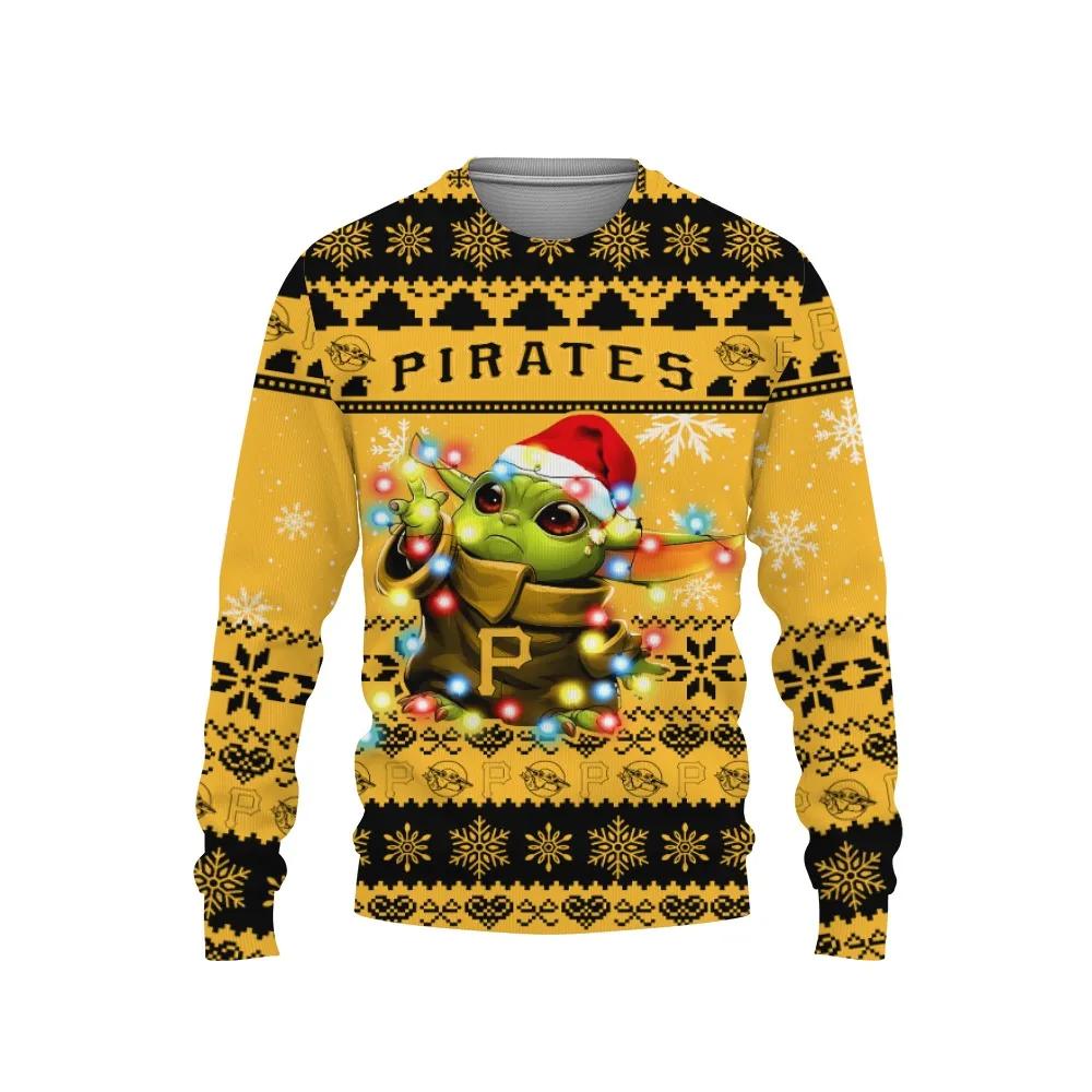 Pittsburgh Pirates Baby Yoda Star Wars Ugly Christmas Sweater, MLB Christmas Sweater Moonbestprint