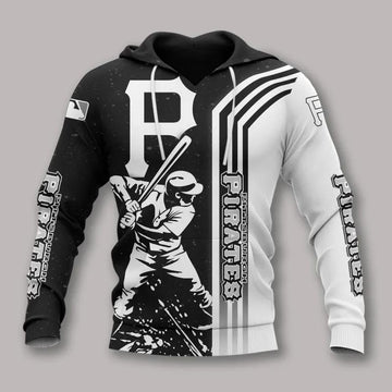Pittsburgh Pirates Black And White All Over Print Hoodie 1, MLB Hoodie Moonbestprint