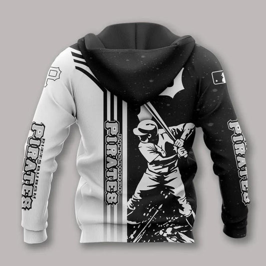 Pittsburgh Pirates Black And White All Over Print Hoodie 1, MLB Hoodie Moonbestprint