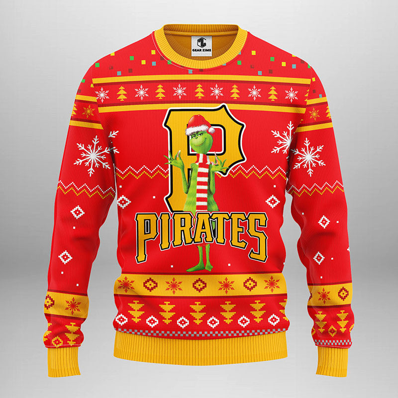 Pittsburgh Pirates Funny Grinch Christmas Red Ugly Sweater Moonbestprint
