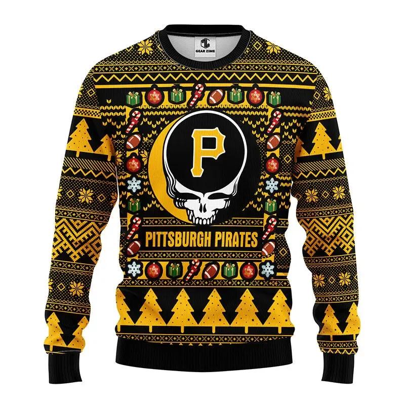 Pittsburgh Pirates Grateful Dead Ugly Christmas Sweater, MLB Christmas Sweater Moonbestprint