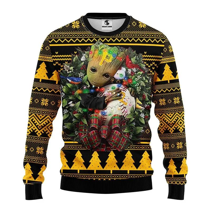 Pittsburgh Pirates Groot Hug Ugly Christmas Sweater, MLB Christmas Sweater Moonbestprint