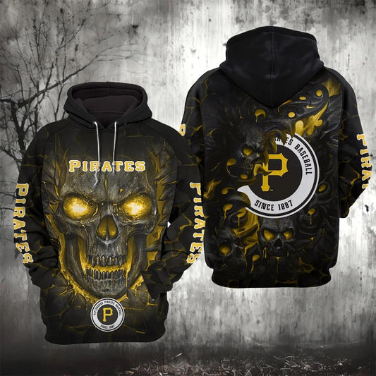 Pittsburgh Pirates Lava Skull 3D Hoodie, MLB Hoodie Moonbestprint