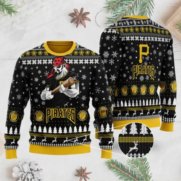 Pittsburgh Pirates Mascot Ugly Christmas Sweater, MLB Christmas Sweater Moonbestprint