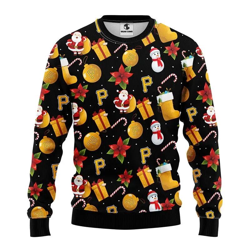 Pittsburgh Pirates Santa Claus Snowman Ugly Christmas Sweater, MLB Christmas Sweater Moonbestprint