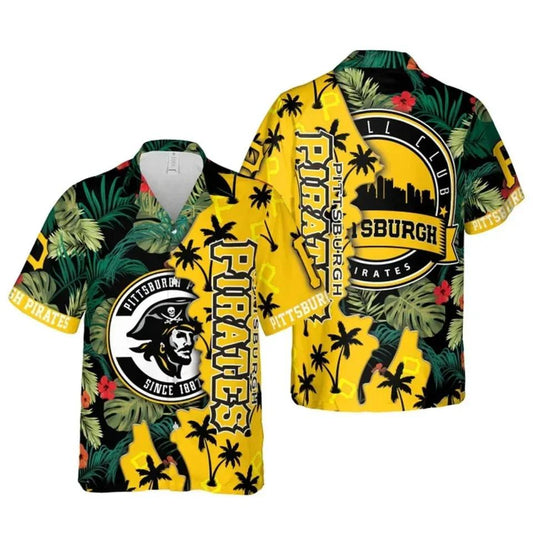 Pittsburgh Pirates Tropical Skyline Hawaiian Shirt, MLB Hawaiian Shirt Moonbestprint