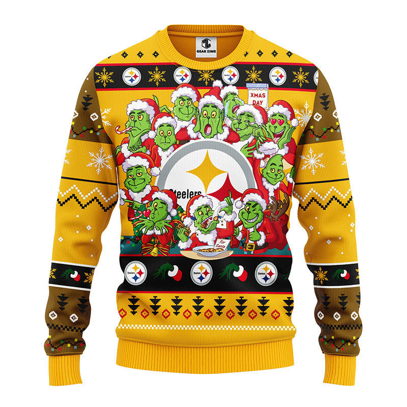 Pittsburgh Steelers 12 Grinch Xmas Day Ugly Christmas Sweater Moonbestprint