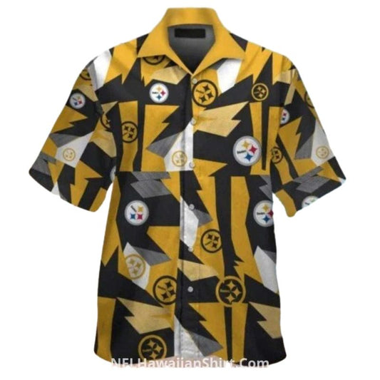 Pittsburgh Steelers Abstract Gold And Black Design Hawaiian Shirt - Moonbestprint