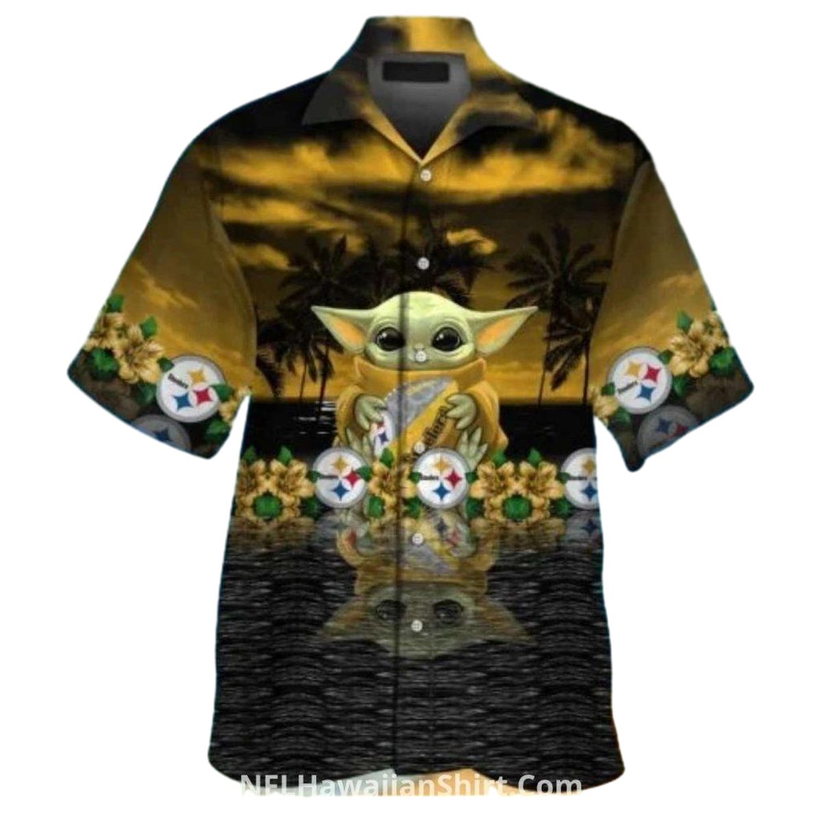 Pittsburgh Steelers Baby Alien Palm Scene Hawaiian Shirt - Moonbestprint