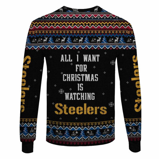Pittsburgh Steelers Baby Groot Hug Ball Ugly Sweater AOP Sweatshirt - Moonbestprint