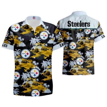 Pittsburgh Steelers Beachfront Blitz Animated Character Beachfront Hawaiian Shirt - Moonbestprint