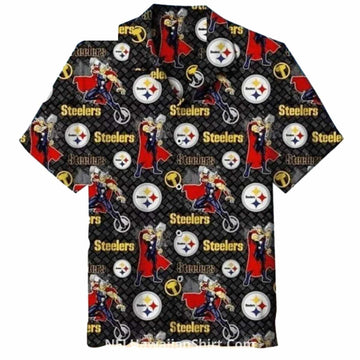 Pittsburgh Steelers Biker And Logo Hawaiian Shirt - Moonbestprint