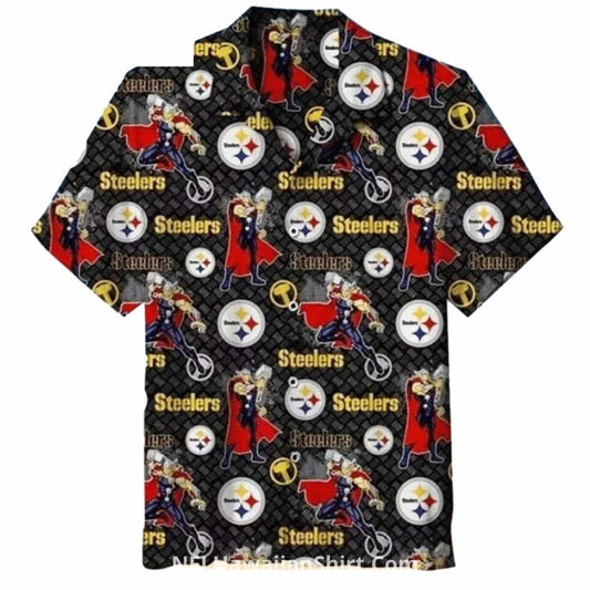 Pittsburgh Steelers Biker And Logo Hawaiian Shirt - Moonbestprint