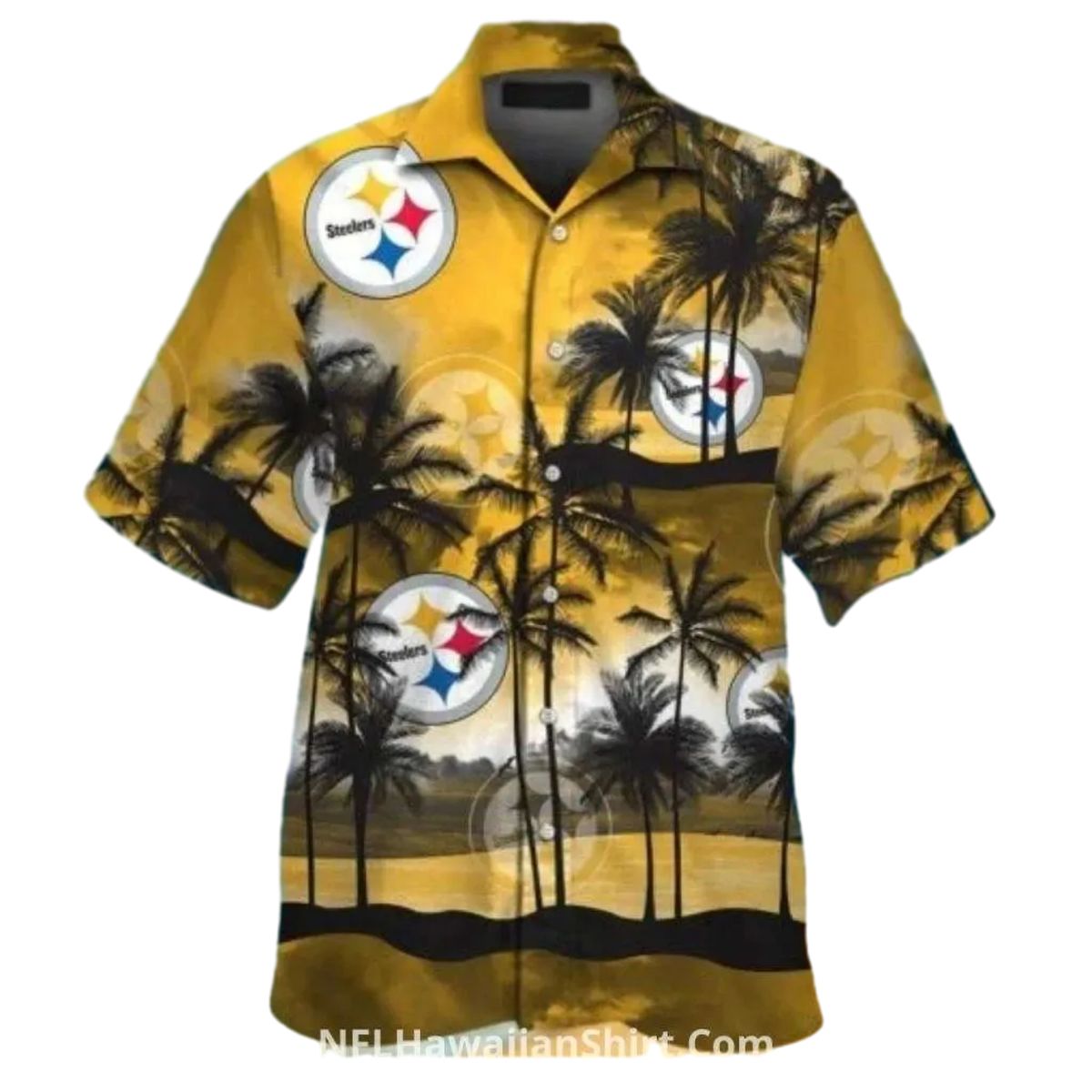 Pittsburgh Steelers Black And Gold Beach Sunset Hawaiian Shirt - Moonbestprint
