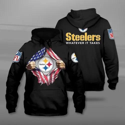 Pittsburgh Steelers Blood Inside Me Heart 3D Hoodie, NFL Hoodie Moonbestprint