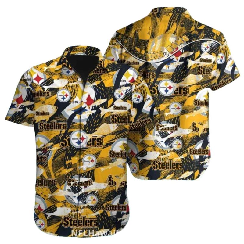 Pittsburgh Steelers Bold Logo Pattern Hawaiian Shirt - Moonbestprint