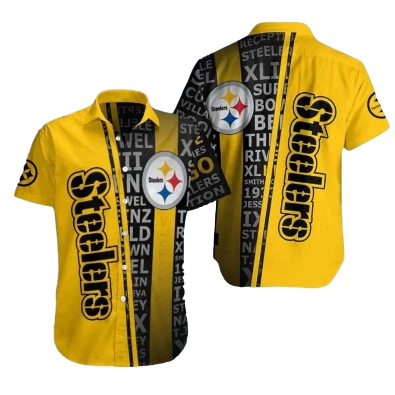 Pittsburgh Steelers Bold Yellow Typographic Hawaiian Shirt - Moonbestprint
