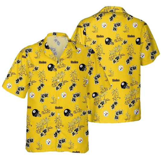 Pittsburgh Steelers Characters Tropical Yellow Hawaiian Shirt - Moonbestprint