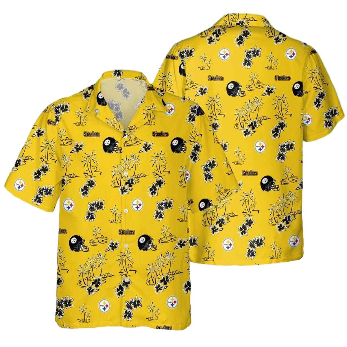 Pittsburgh Steelers Characters Tropical Yellow Hawaiian Shirt - Moonbestprint