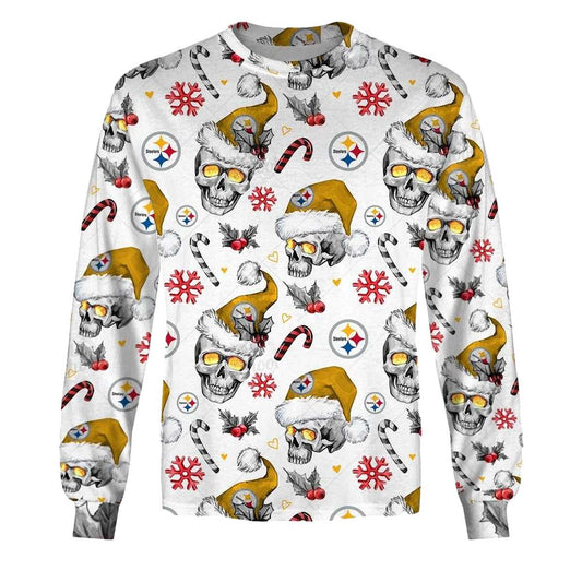 Pittsburgh Steelers Christmas Skulls Style AOP Sweatshirt - Moonbestprint