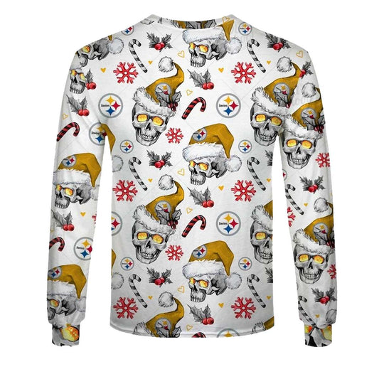 Pittsburgh Steelers Christmas Skulls Style AOP Sweatshirt - Moonbestprint