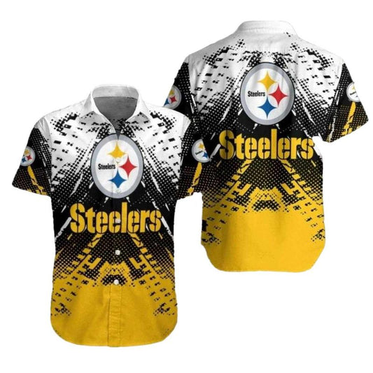 Pittsburgh Steelers City Skyline Yellow Gradient Hawaiian Shirt - Moonbestprint